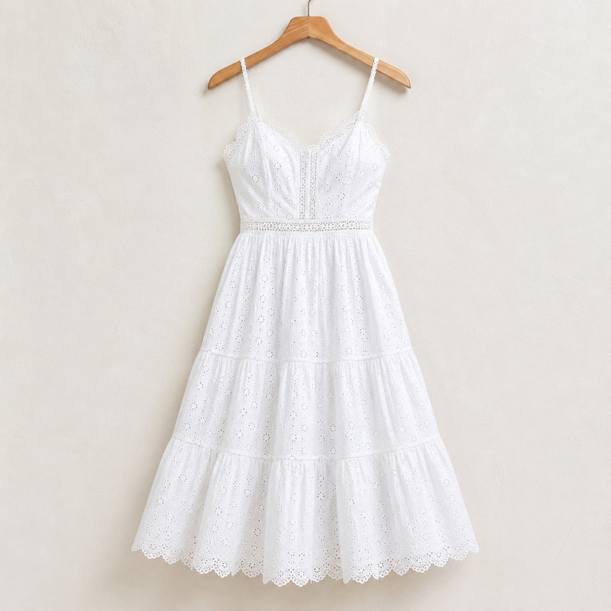 White Eyelet Lace Midi Sundress